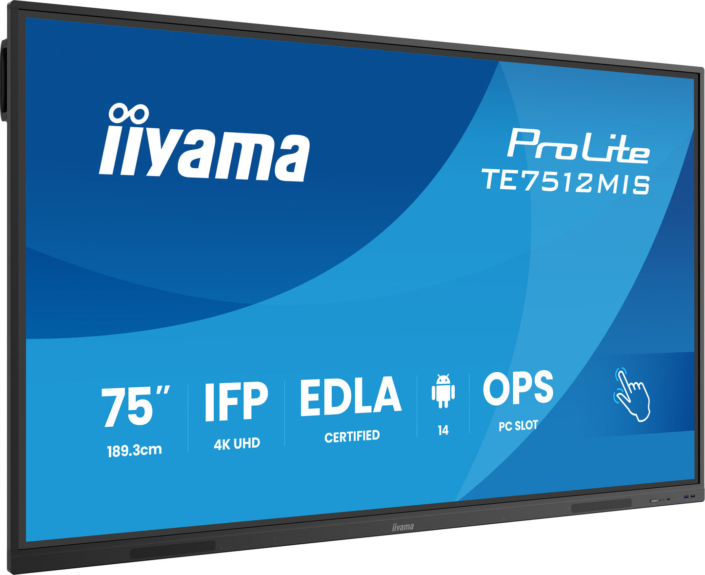iiyama TE7512MIS-B4AG Signage Display Interactive flat panel 190.5 cm (75") LCD Wi-Fi 400 cd/m² 4K Ultra HD Black Touchscreen Built-in processor Android 24/7
