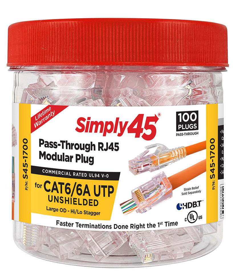 Simply45 S45-1700 wire connector RJ45 Red, Transparent