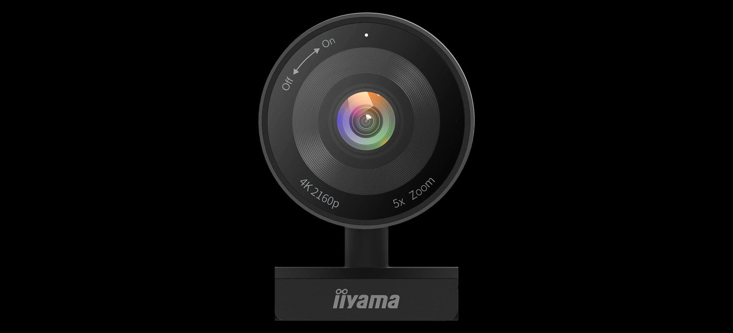 iiyama Stylish and discreet Professional 4K Webcam with Built in microphone, 5x Digital zoom, 120° field of view (FoV) and Auto Tracking