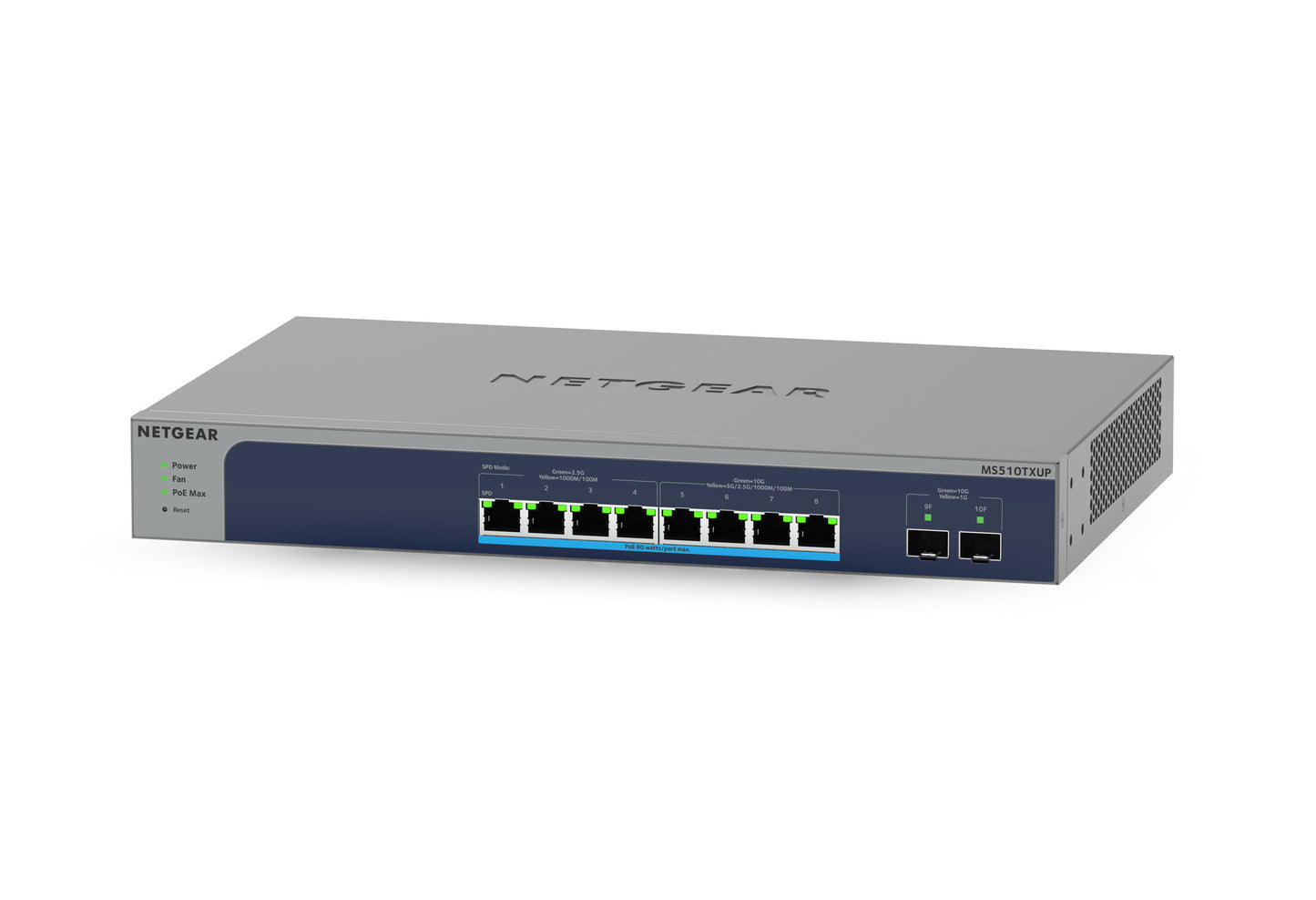 Netgear 8-Port Multi-Gigabit/10g Ethernet Ultra60 PoE++ Smart Managed Pro Switch with 2 SFP+ Ports (MS510TXUP)
