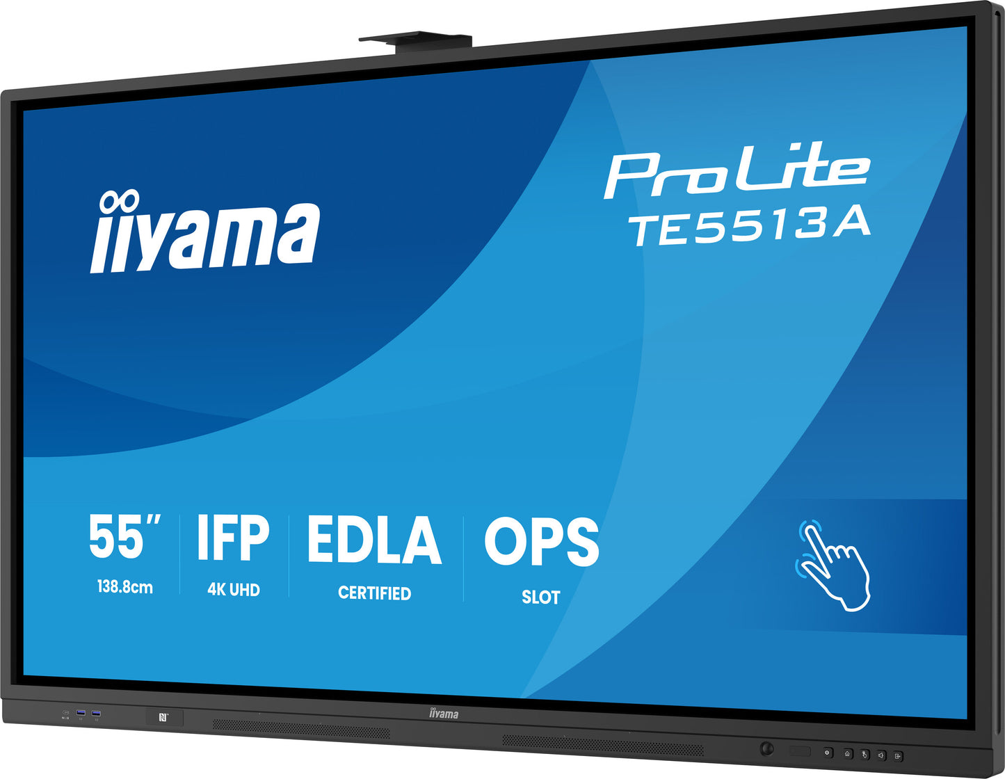 iiyama TE5513A-B1AG Signage Display Interactive flat panel 138.7 cm (54.6") Wi-Fi 450 cd/m² 4K Ultra HD Black Touchscreen Built-in processor Android 18/7