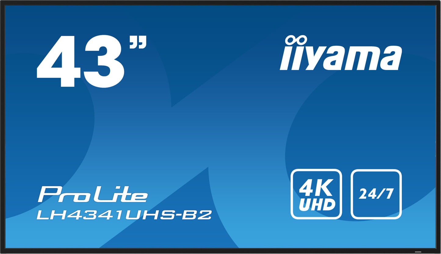 iiyama LH4341UHS-B2 Signage Display 108 cm (42.5") LCD 500 cd/m² 4K Ultra HD Built-in processor Android 8.0 24/7