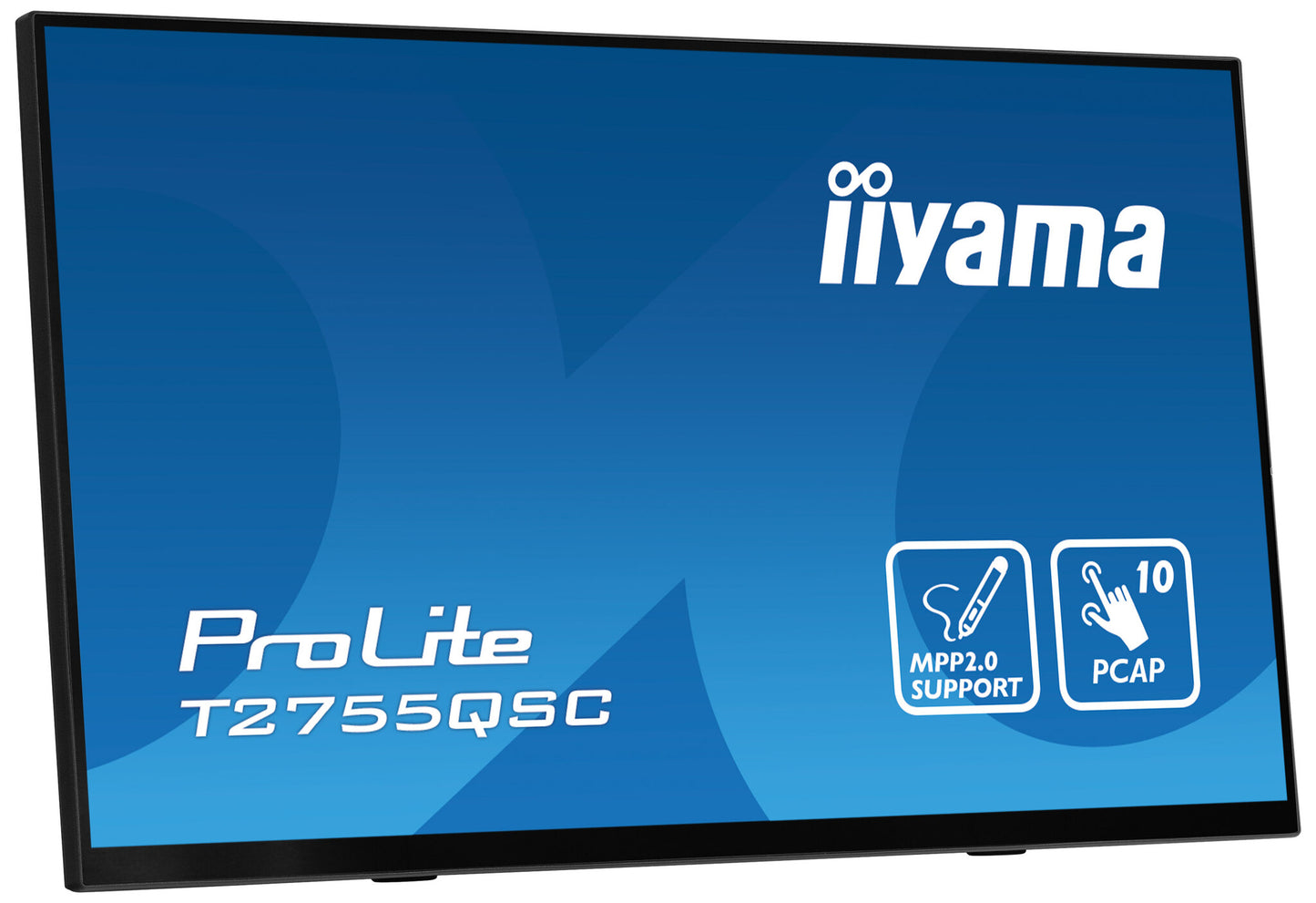 iiyama ProLite 27” Optical Bonded PCAP 10pt IPS Touchscreen monitor with edge-to-edge glass, active stylus support (MPP 2.0), anti-fingerprint coating and a flexible stand