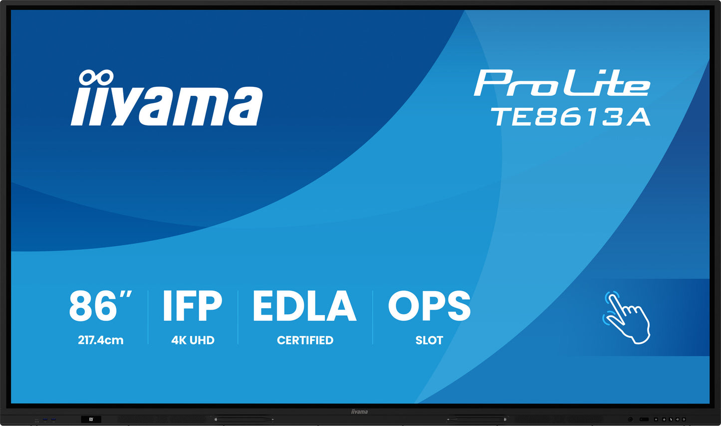 iiyama TE8613A-B1AG Signage Display Interactive flat panel 2.17 m (85.6") Wi-Fi 500 cd/m² 4K Ultra HD Black Touchscreen Built-in processor Android 18/7
