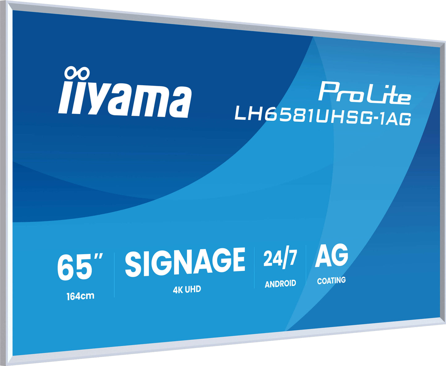 iiyama LH6581UHSG-1AG Signage Display Digital signage flat panel 163.8 cm (64.5") Wi-Fi 500 cd/m² 4K Ultra HD White Built-in processor Android 24/7