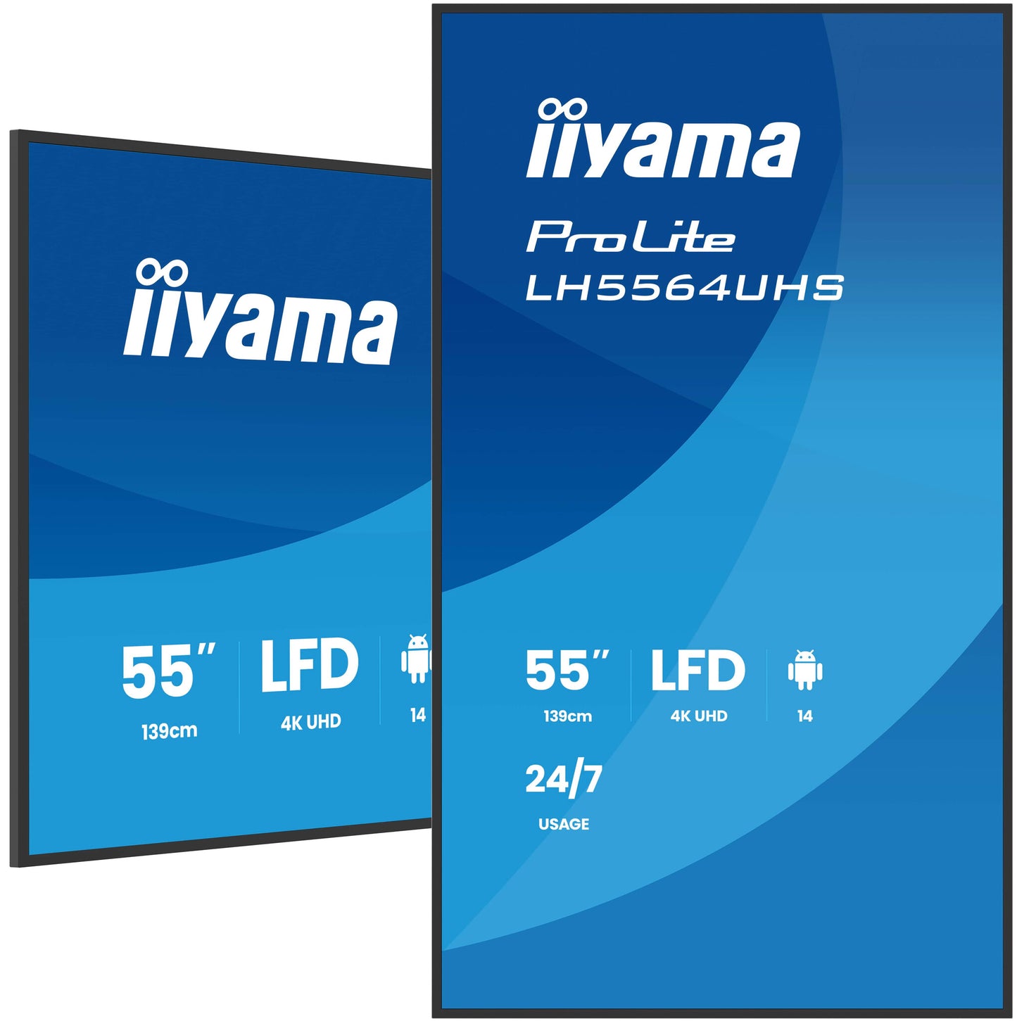 iiyama LH5564UHS-B1AG Signage Display Digital signage flat panel 139.7 cm (55") Wi-Fi 500 cd/m² 4K Ultra HD Black Built-in processor Android 24/7