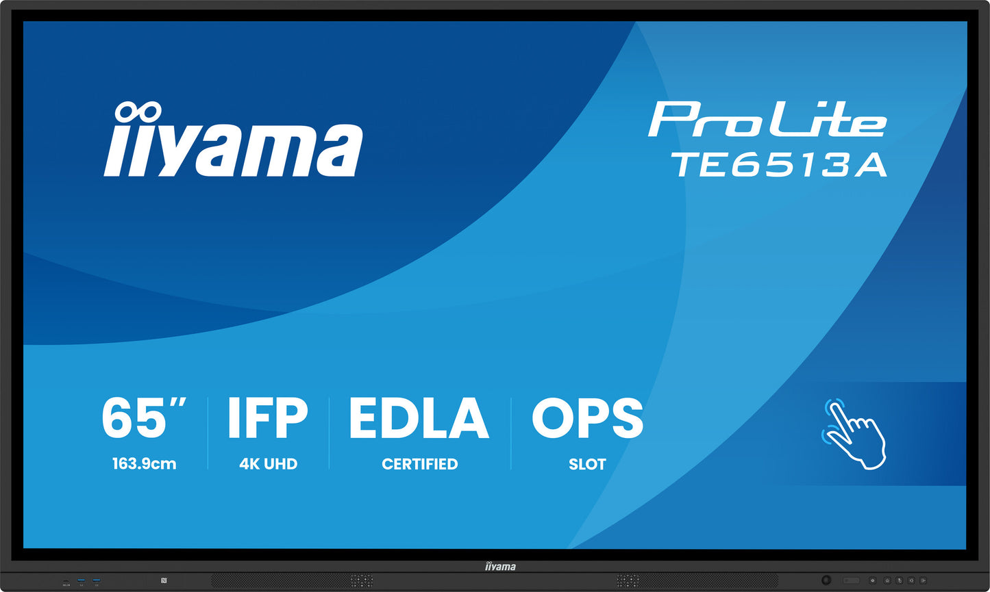 iiyama TE6513A-B1AG Signage Display Interactive flat panel 163.8 cm (64.5") Wi-Fi 500 cd/m² 4K Ultra HD Black Touchscreen Built-in processor Android 18/7