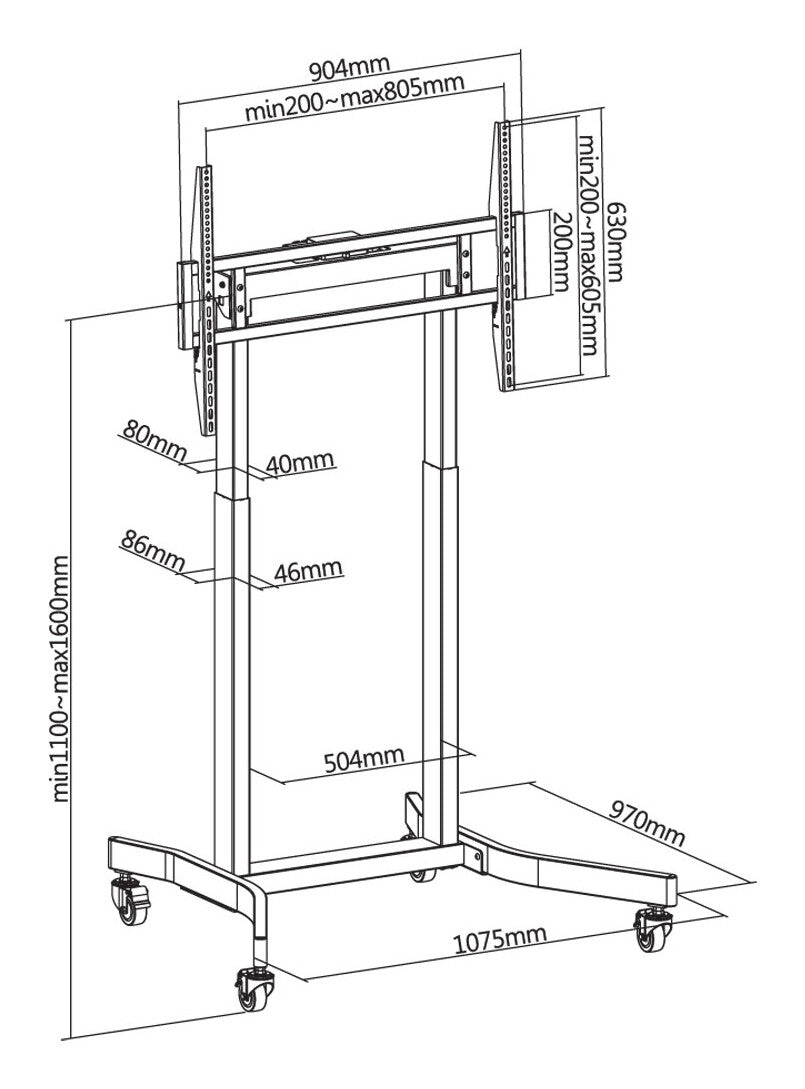 Techly ICA-TR68M TV mount/stand 2.54 m (100") Black