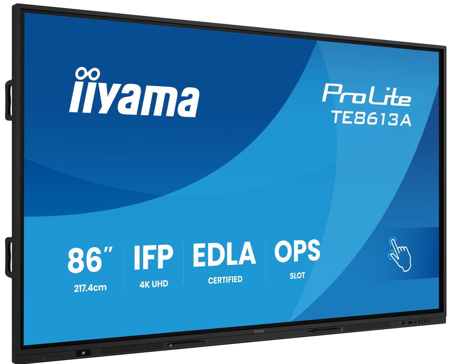 iiyama TE8613A-B1AG Signage Display Interactive flat panel 2.17 m (85.6") Wi-Fi 500 cd/m² 4K Ultra HD Black Touchscreen Built-in processor Android 18/7