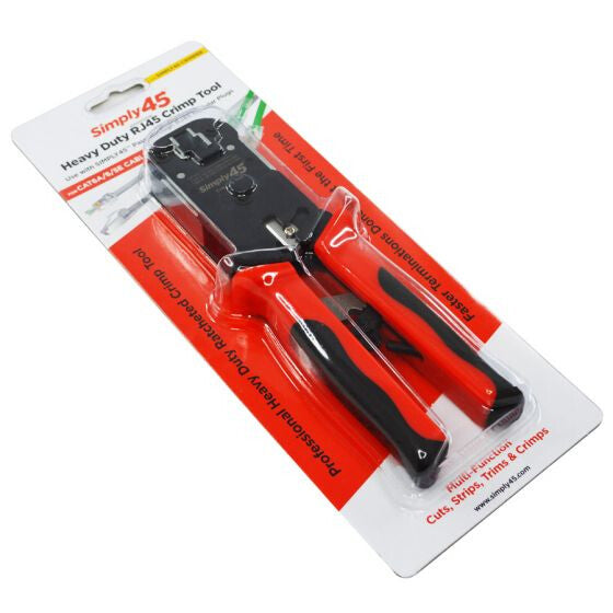 Simply45 Pass Through RJ45 Crimper for all S45 brand UTP & STP RJ45 Modular Plugs - 1Ea/Blister