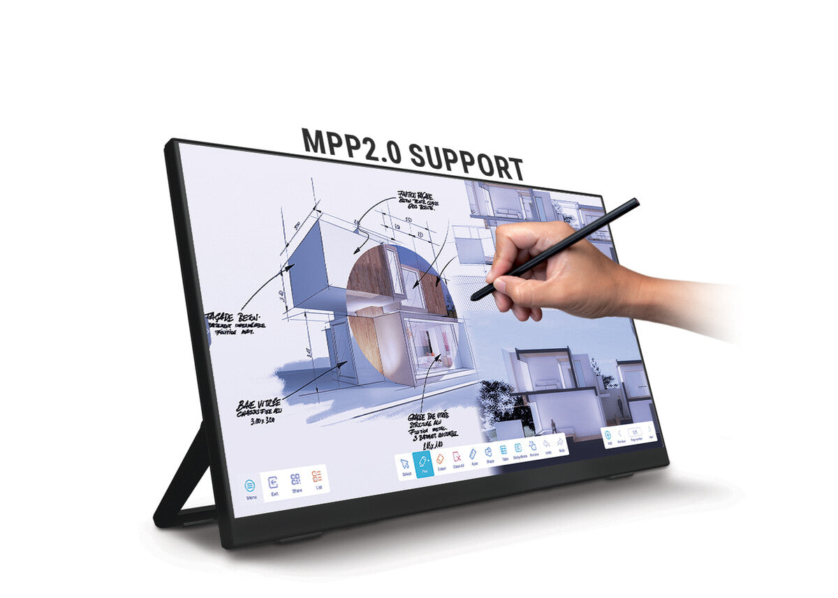 iiyama ProLite 27” Optical Bonded PCAP 10pt IPS Touchscreen monitor with edge-to-edge glass, active stylus support (MPP 2.0), anti-fingerprint coating and a flexible stand