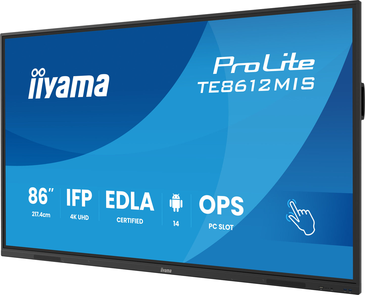 iiyama TE8612MIS-B4AG Signage Display Interactive flat panel 2.17 m (85.6") LCD Wi-Fi 400 cd/m² 4K Ultra HD Black Touchscreen Built-in processor Android 24/7