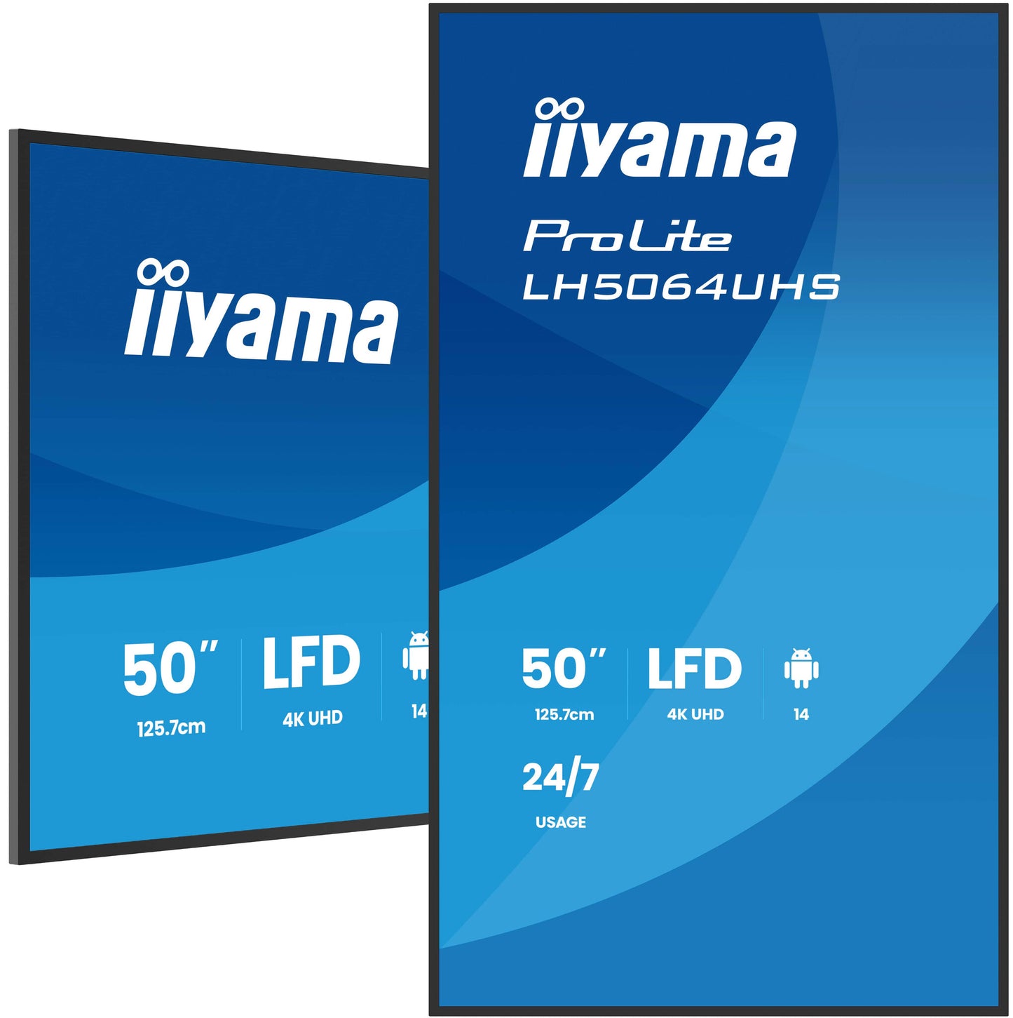 iiyama LH5064UHS-B1AG Signage Display Digital signage flat panel 127 cm (50") Wi-Fi 500 cd/m² 4K Ultra HD Black Built-in processor Android 24/7