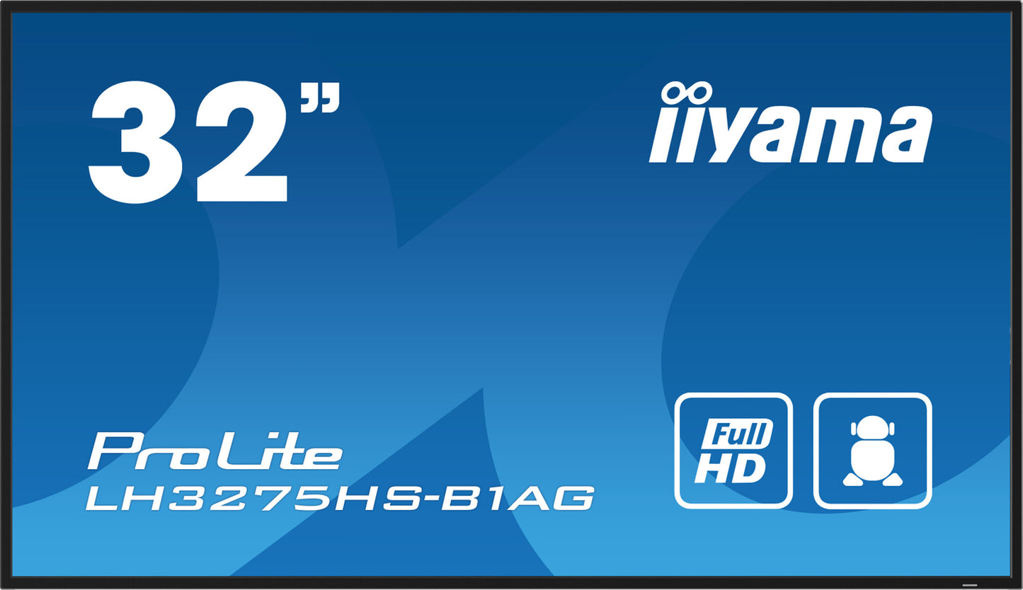 iiyama LH3275HS-B1AG Signage Display Digital signage flat panel 80 cm (31.5") LCD Wi-Fi 500 cd/m² Full HD Black Built-in processor Android 11 24/7