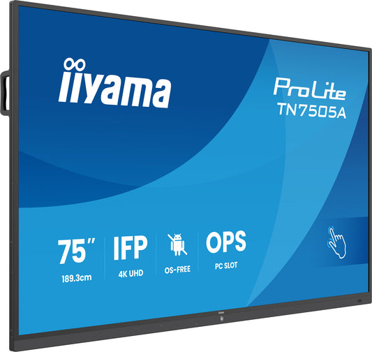 iiyama TN7505A-B1AG Signage Display Interactive flat panel 189.3 cm (74.5") 500 cd/m² 4K Ultra HD Black Touchscreen
