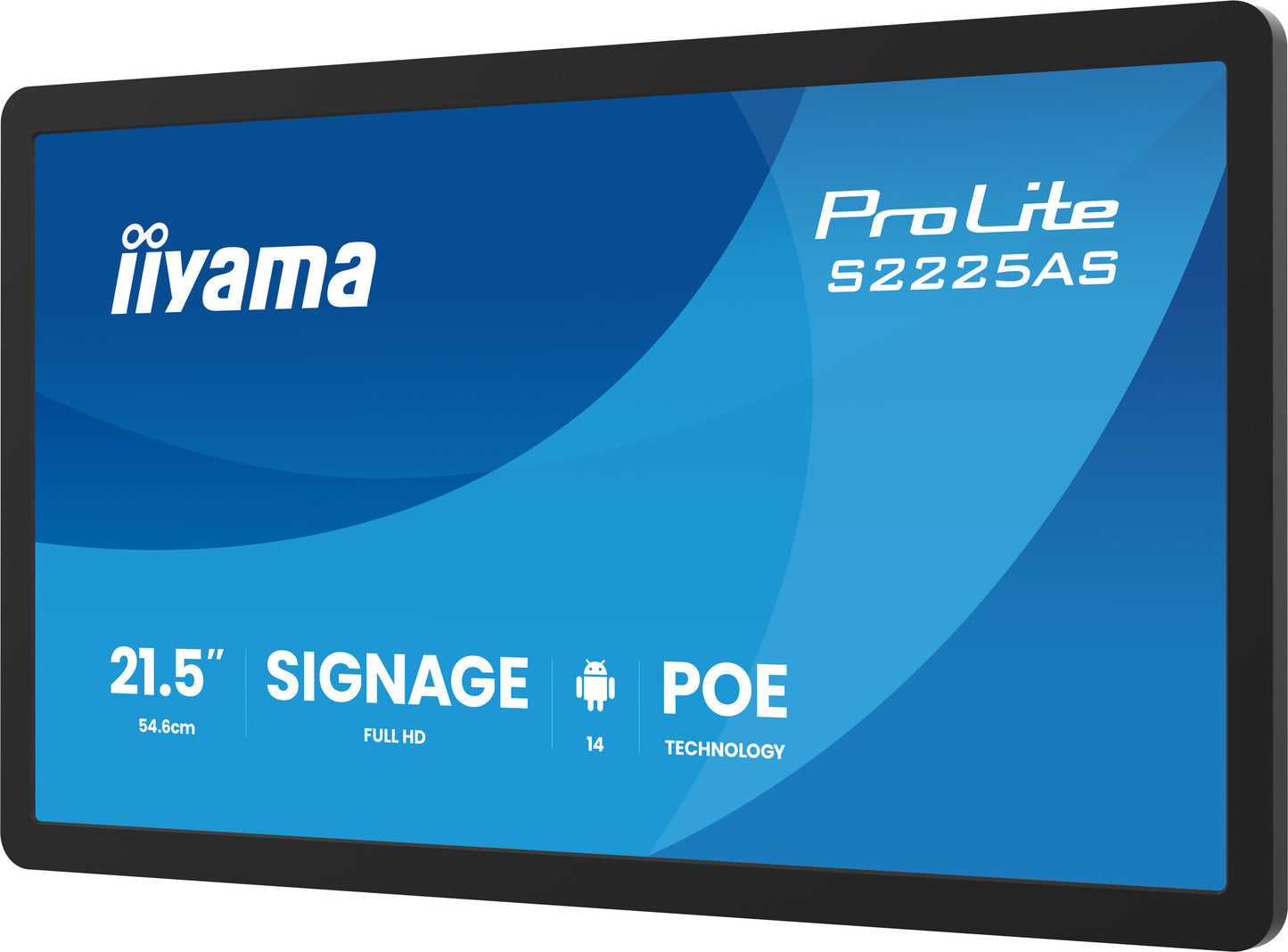iiyama ProLite S2225AS-B1P Digital signage flat panel 54.6 cm (21.5") LCD Wi-Fi 500 cd/m² Full HD Black Built-in processor Android 24/7