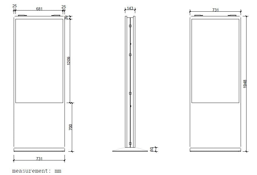 IDP dbl. sided 55" indoor floor standing PCAP touch kiosk