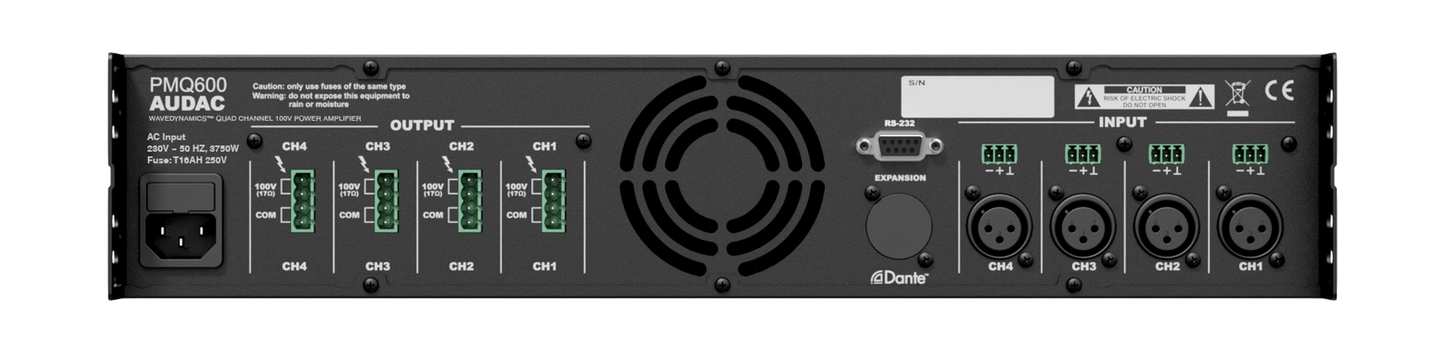 PMQ600 4-channel 70/100V power amplifier