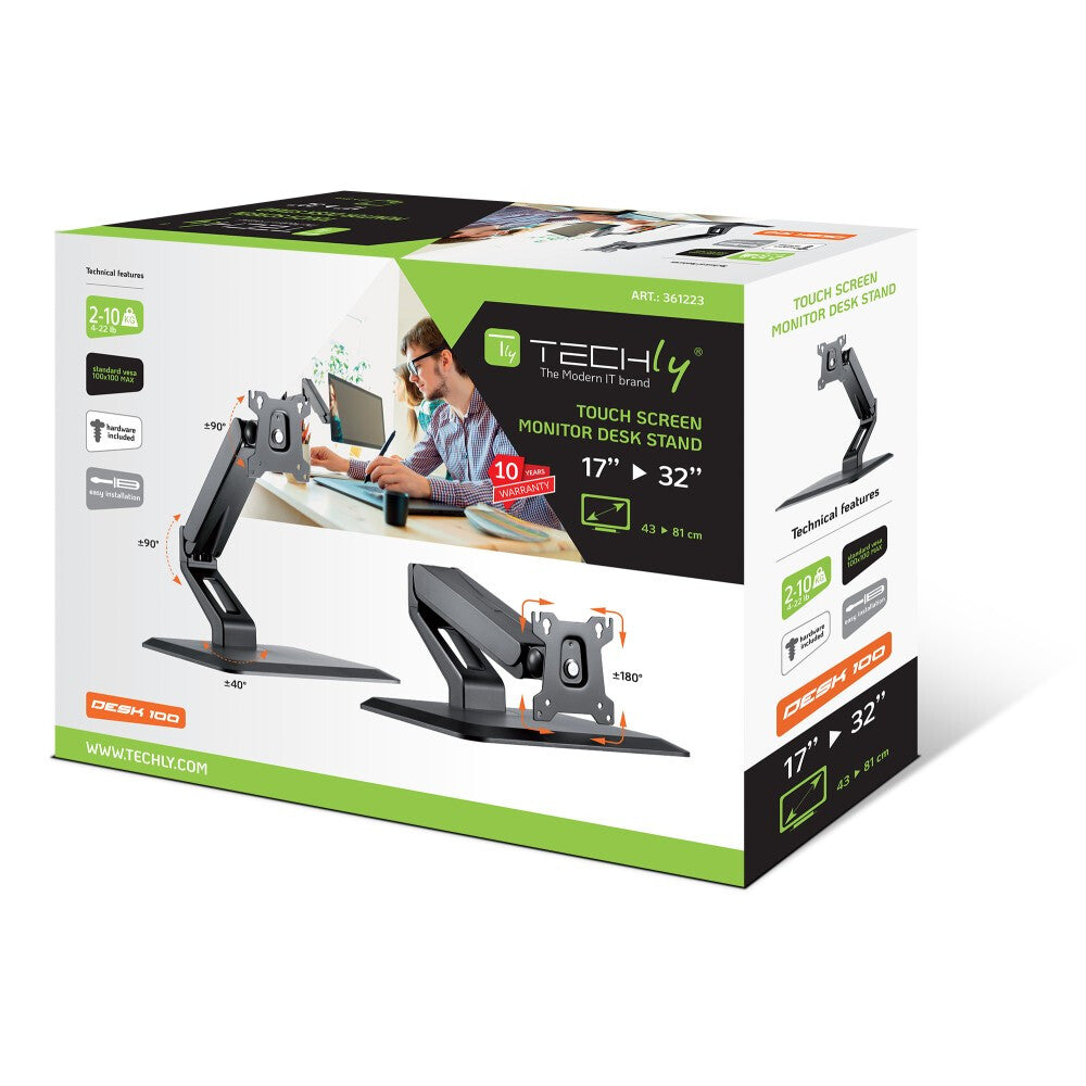 Techly ICA-LCD 35TS monitor mount / stand 81.3 cm (32") Desk Black