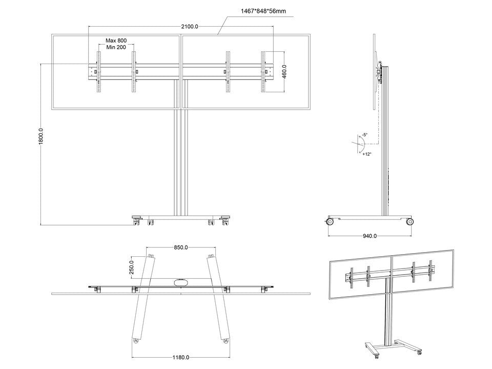 Multibrackets M Public Display Stand 180 HD Dual Black