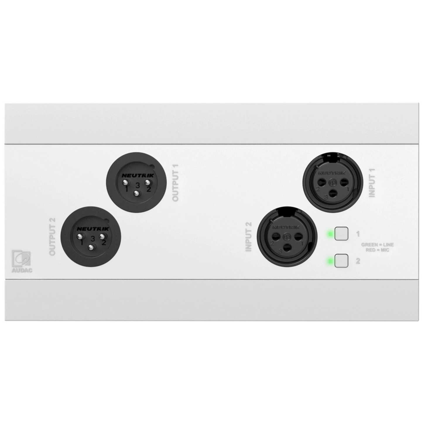 NWP222/W Network in- & output panel - 2 x XLR in- & out + BT (4 x 2 CH), White