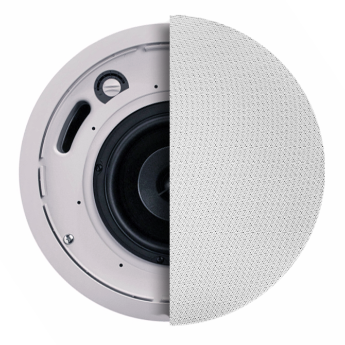 CM82-BGM-II-WH 8" In-Ceiling Background Music Speaker with White Seamless Magnetic Grille.