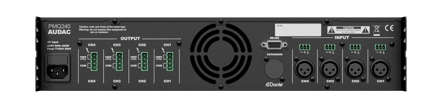 PMQ240 4-channel 70/100V power amplifier