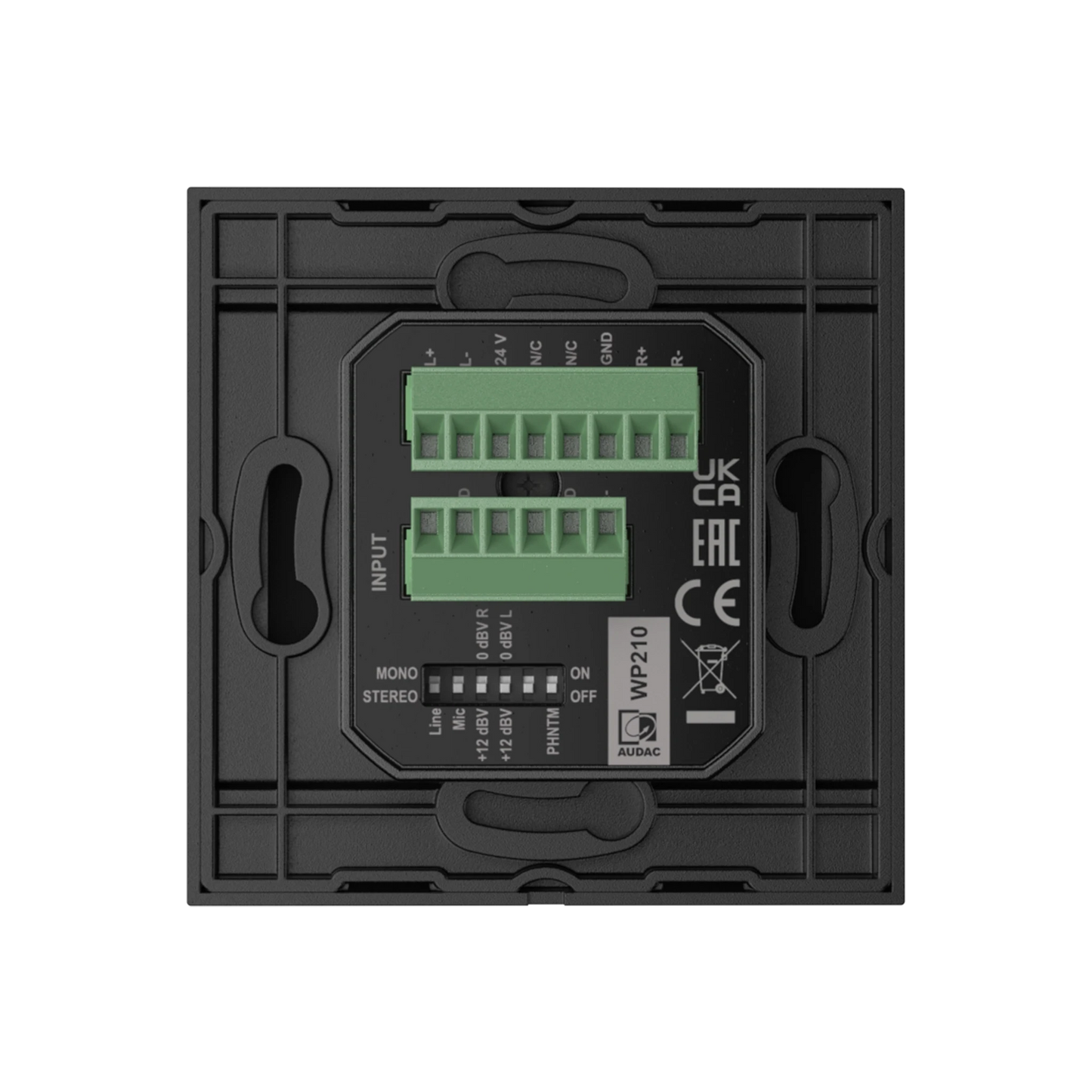 WP210/B Universal wall panel - Microphone & line input - 80 x 80 mm, Black