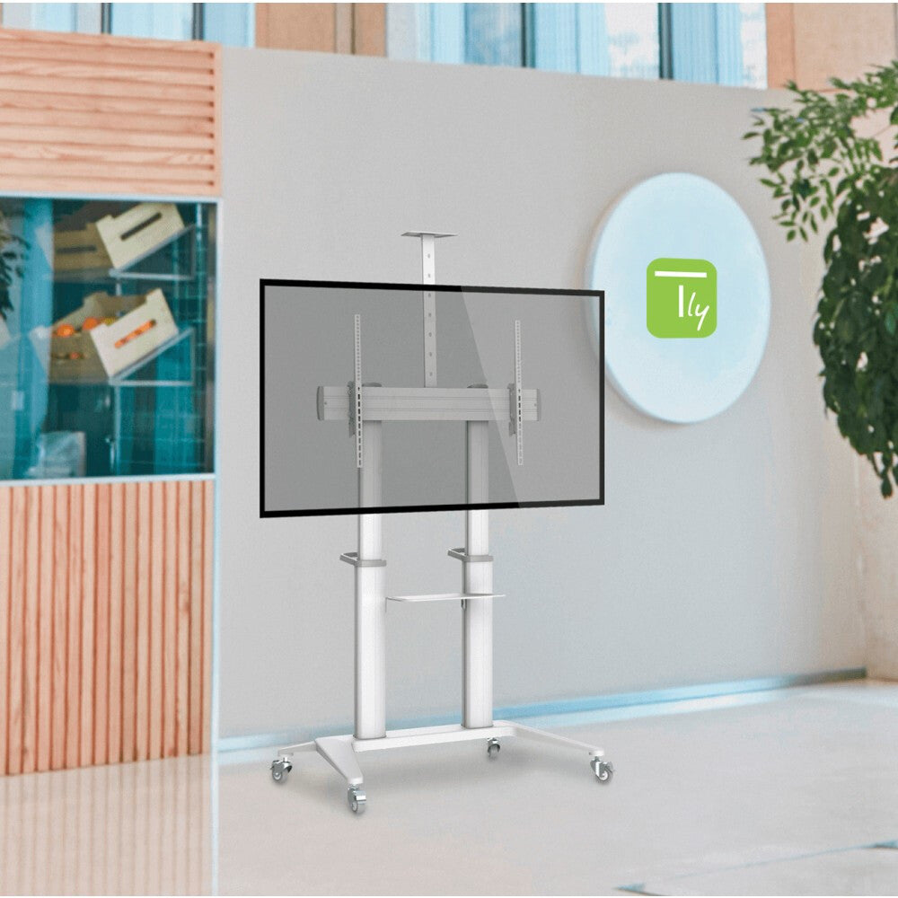 Techly ICA-TR49W multimedia cart/stand White Flat panel
