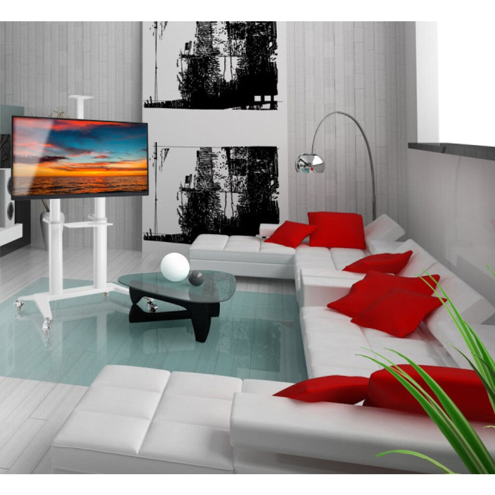 Techly ICA-TR49W multimedia cart/stand White Flat panel