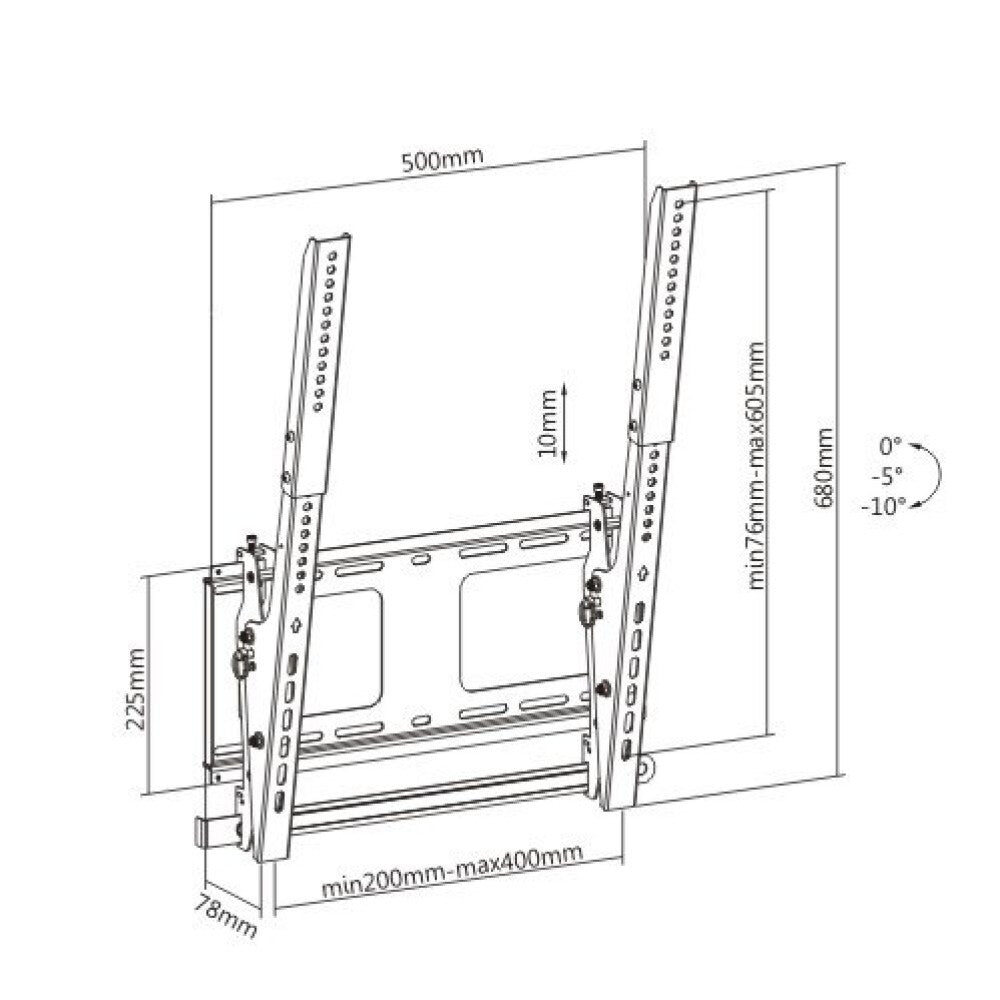 Techly Portrait Tiltable Wall Mount for 40-55" TV LED LCD