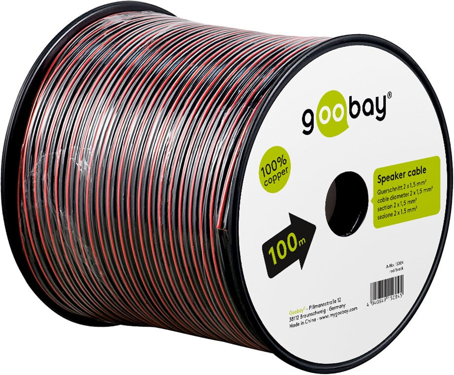 100 m. Speaker Cable, 2x1.5mm2 (OFC CU)