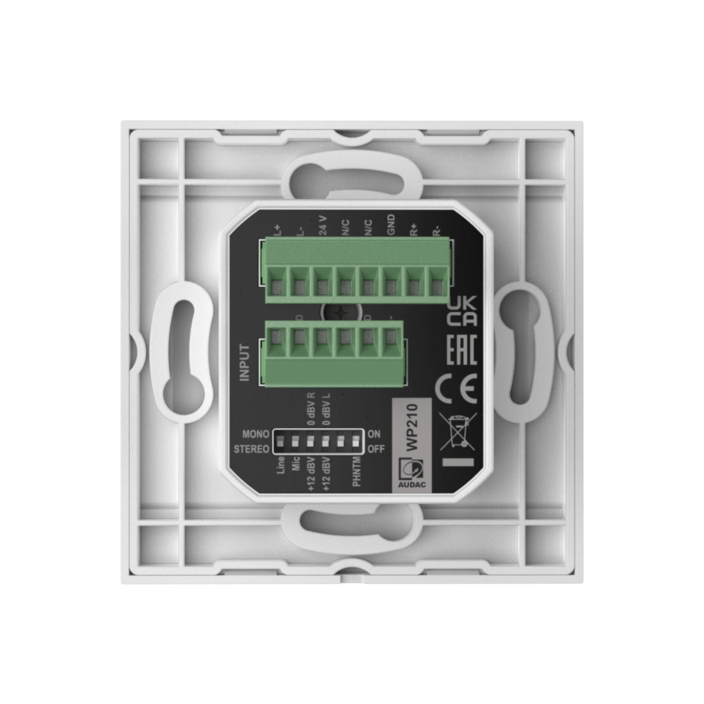 WP210/W Universal wall panel - Microphone & line input - 80 x 80 mm, White