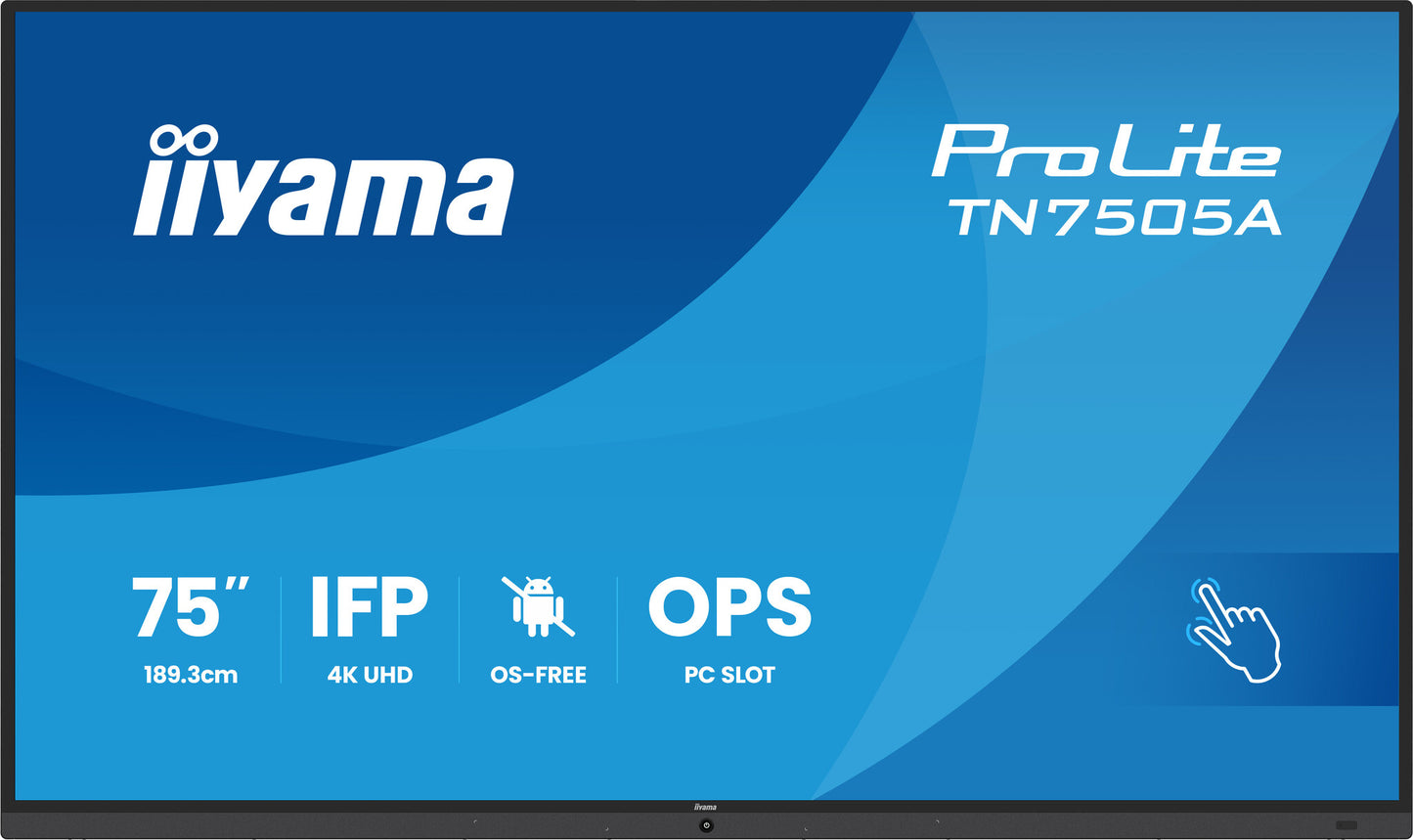 iiyama TN7505A-B1AG Signage Display Interactive flat panel 189.3 cm (74.5") 500 cd/m² 4K Ultra HD Black Touchscreen
