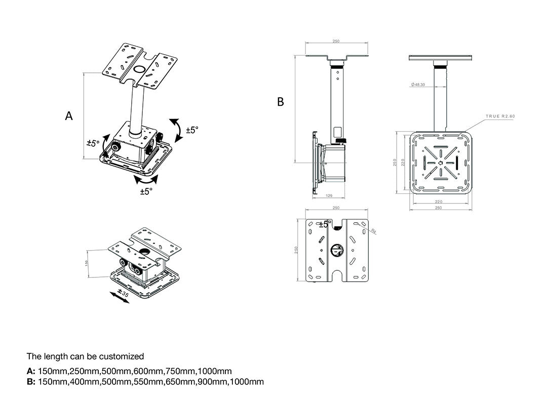 Multibrackets M Projector Mount Pro HD 2350mm 40kg Black