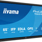 iiyama TE6515A-B2AG Signage Display Kiosk design 163.8 cm (64.5") Wi-Fi 550 cd/m² 4K Ultra HD Black Touchscreen Built-in processor Android 24/7