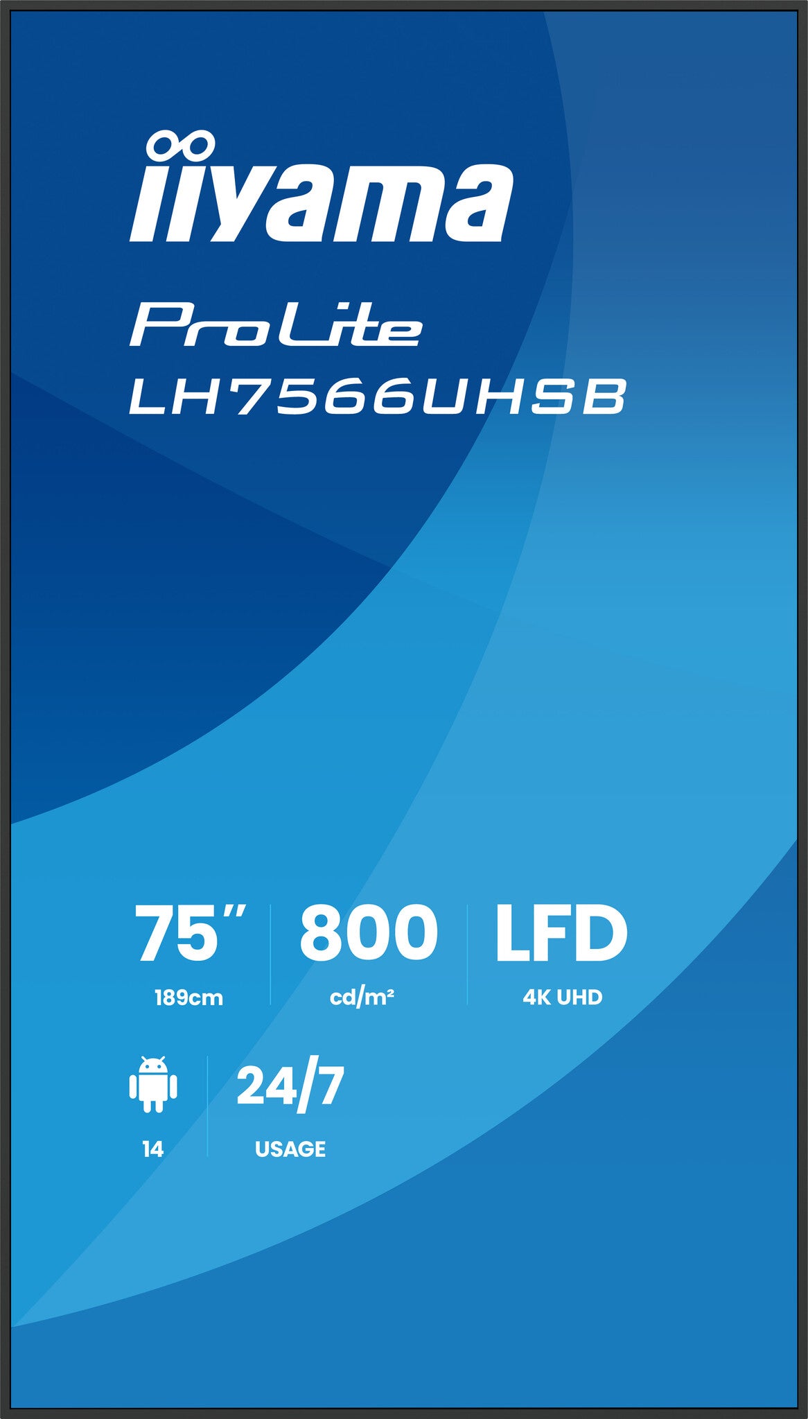 iiyama LH7566UHSB-B1AG Signage Display Digital signage flat panel 190.5 cm (75") LCD Wi-Fi 800 cd/m² 4K Ultra HD Black Built-in processor Android 24/7