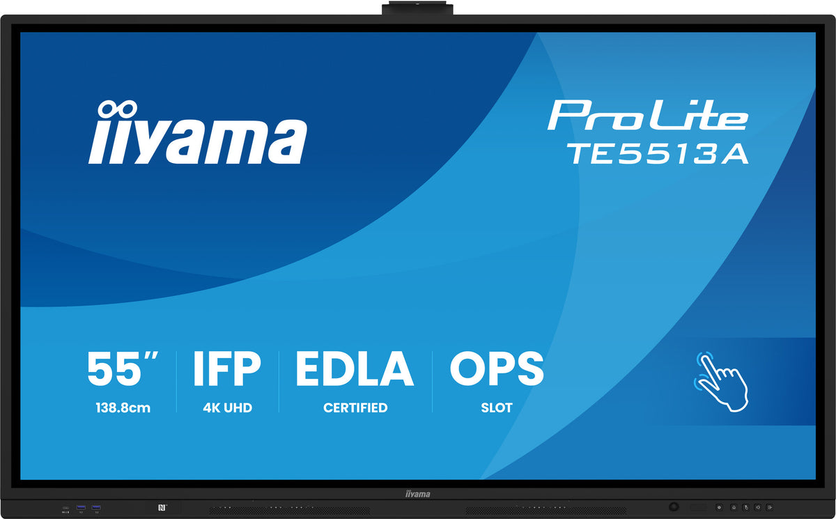 iiyama TE5513A-B3AG Signage Display Interactive flat panel 138.7 cm (54.6") LCD Wi-Fi 500 cd/m² 4K Ultra HD Black Touchscreen Built-in processor Android 24/7