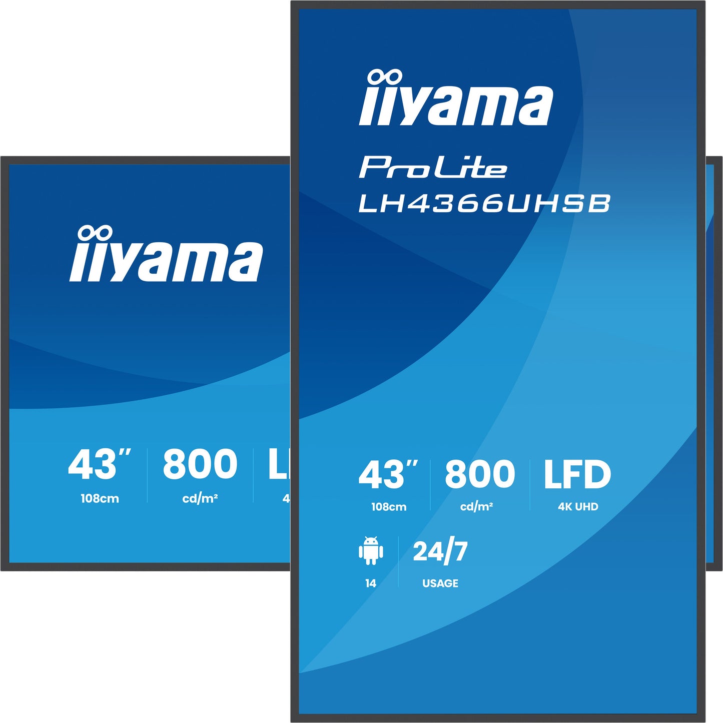 iiyama LH4366UHSB-B1AG Signage Display Digital signage flat panel 109.2 cm (43") LCD Wi-Fi 800 cd/m² 4K Ultra HD Black Built-in processor Android 24/7