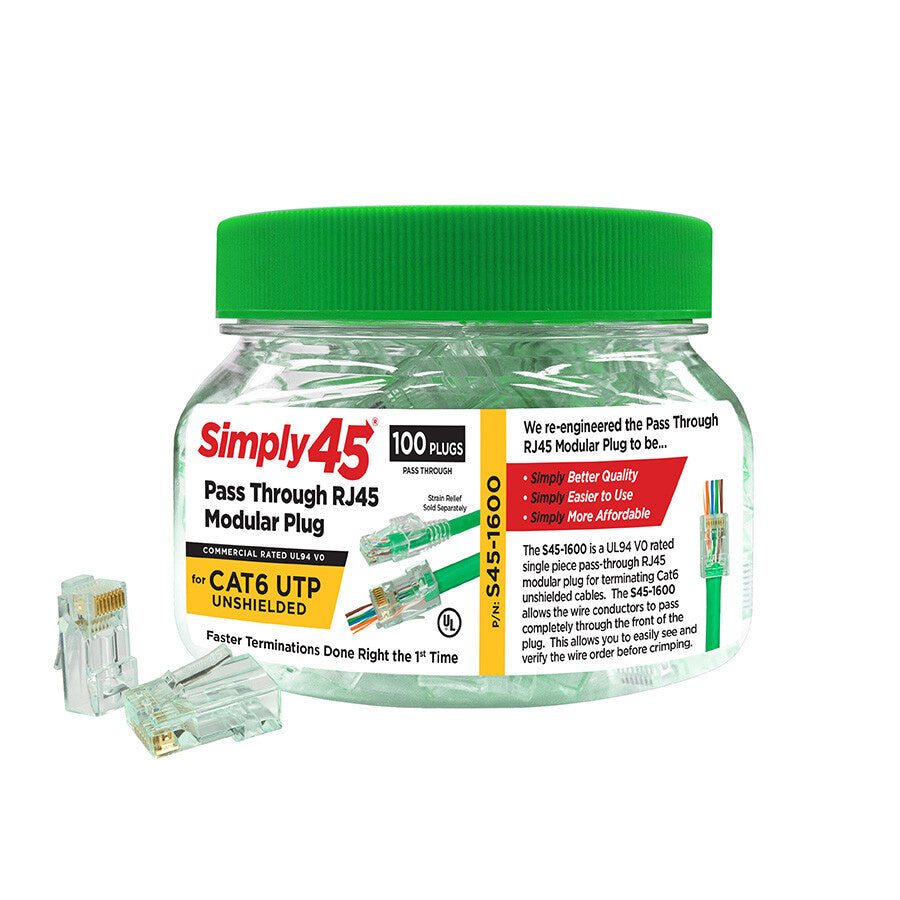 S45-1600 – Cat6 Unshielded – Pass-Through RJ45