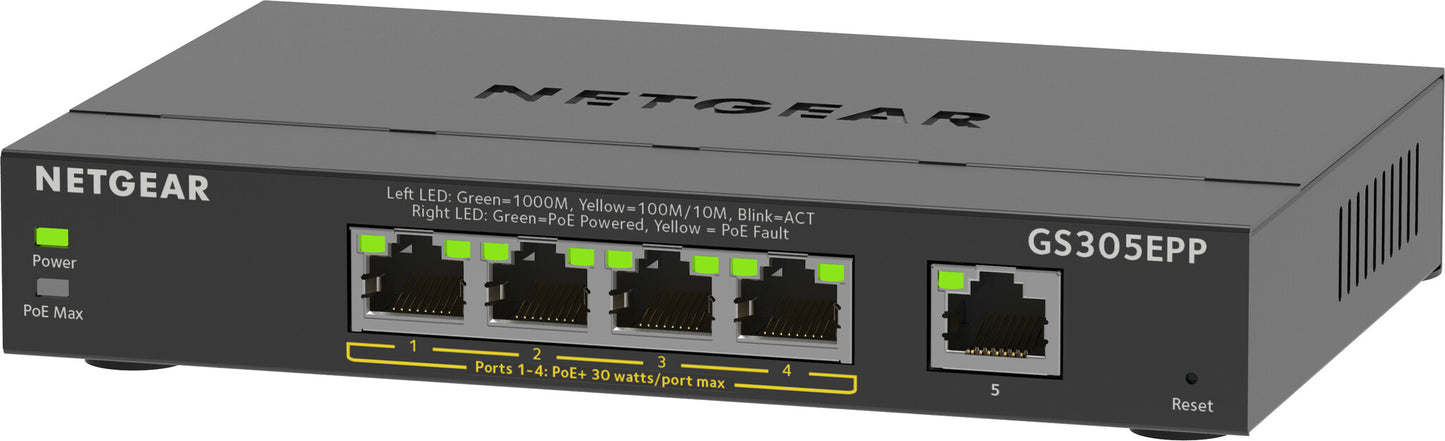 NETGEAR GS305EPP Managed L2/L3 Gigabit Ethernet (10/100/1000) Power over Ethernet (PoE) Black
