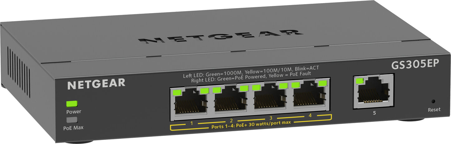 NETGEAR GS305EP Managed L2/L3 Gigabit Ethernet (10/100/1000) Power over Ethernet (PoE) Black