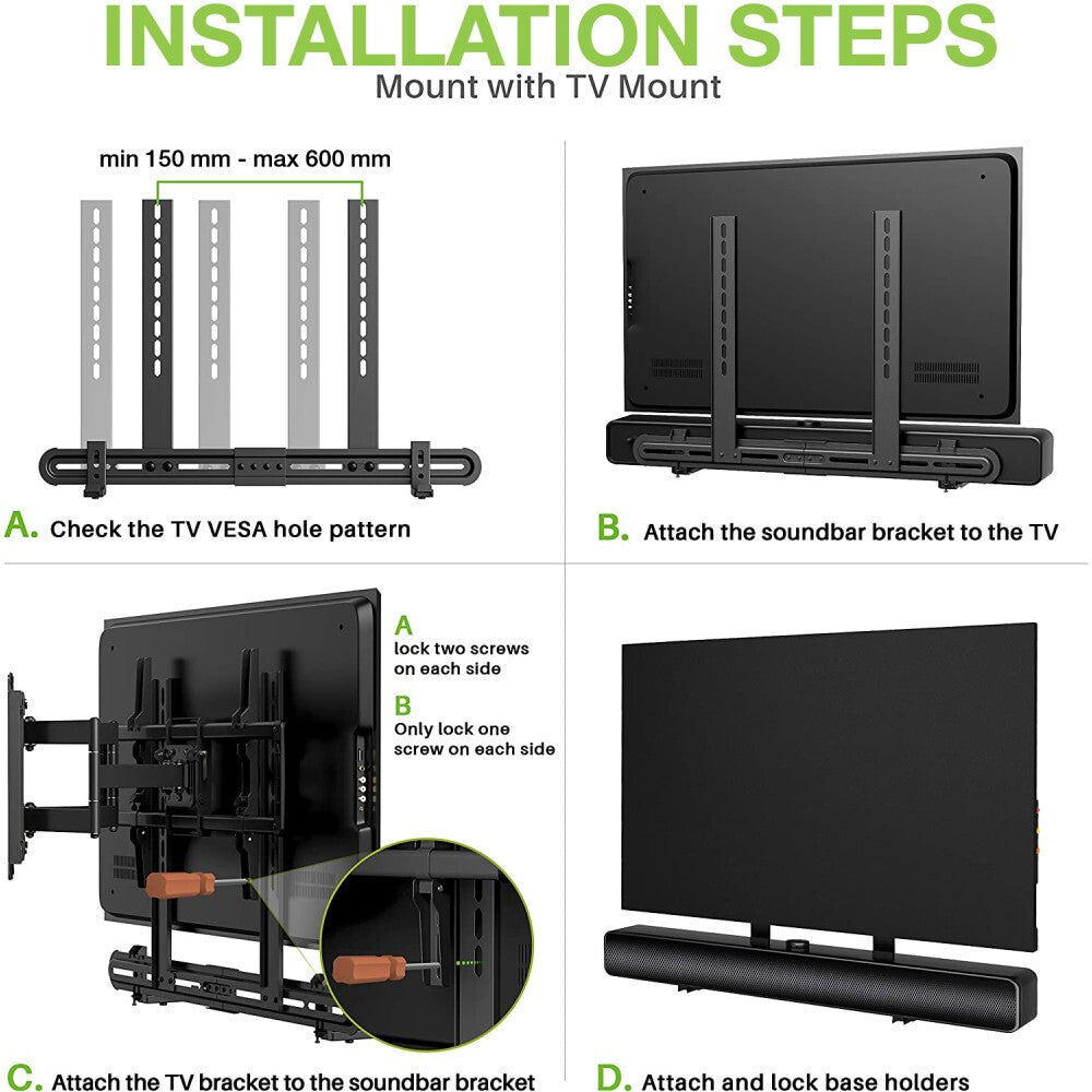 Techly Universal Wall Mount Soundbar Bracket Max VESA 600x400