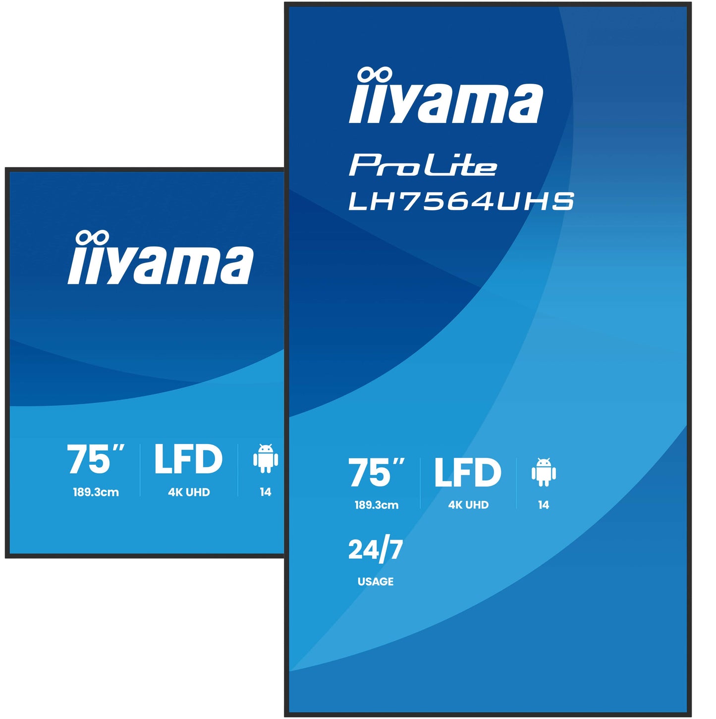 iiyama LH7564UHS-B1AG Signage Display Digital signage flat panel 190.5 cm (75") Wi-Fi 500 cd/m² 4K Ultra HD Black Built-in processor Android 24/7
