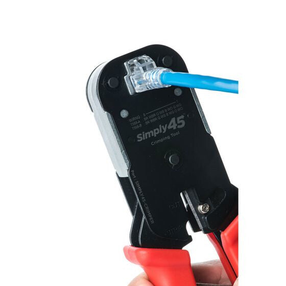 Simply45 Pass Through RJ45 Crimper for all S45 brand UTP & STP RJ45 Modular Plugs - 1Ea/Blister