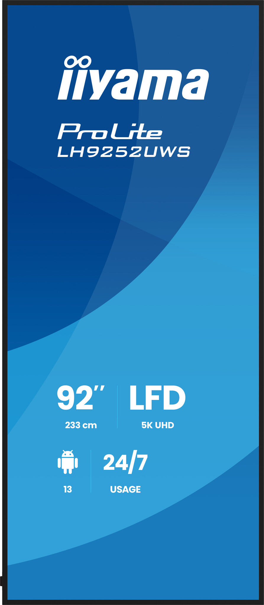 iiyama LH9252UWS-B1AG Signage Display Kiosk design 2.34 m (92") LCD Wi-Fi 500 cd/m² UltraWide 5K HD Black Built-in processor Android 24/7