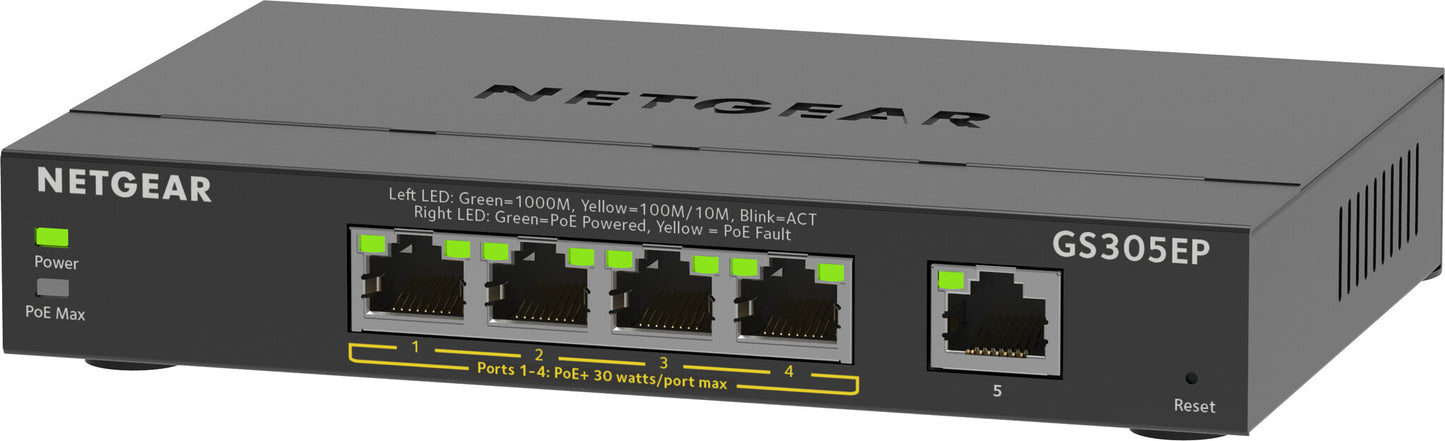 NETGEAR GS305EP Managed L2/L3 Gigabit Ethernet (10/100/1000) Power over Ethernet (PoE) Black