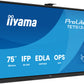 iiyama TE7513A-B1AG Signage Display Interactive flat panel 190.5 cm (75") Wi-Fi 500 cd/m² 4K Ultra HD Black Touchscreen Built-in processor Android 18/7