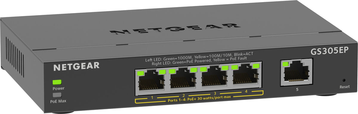 NETGEAR GS305EP Managed L2/L3 Gigabit Ethernet (10/100/1000) Power over Ethernet (PoE) Black