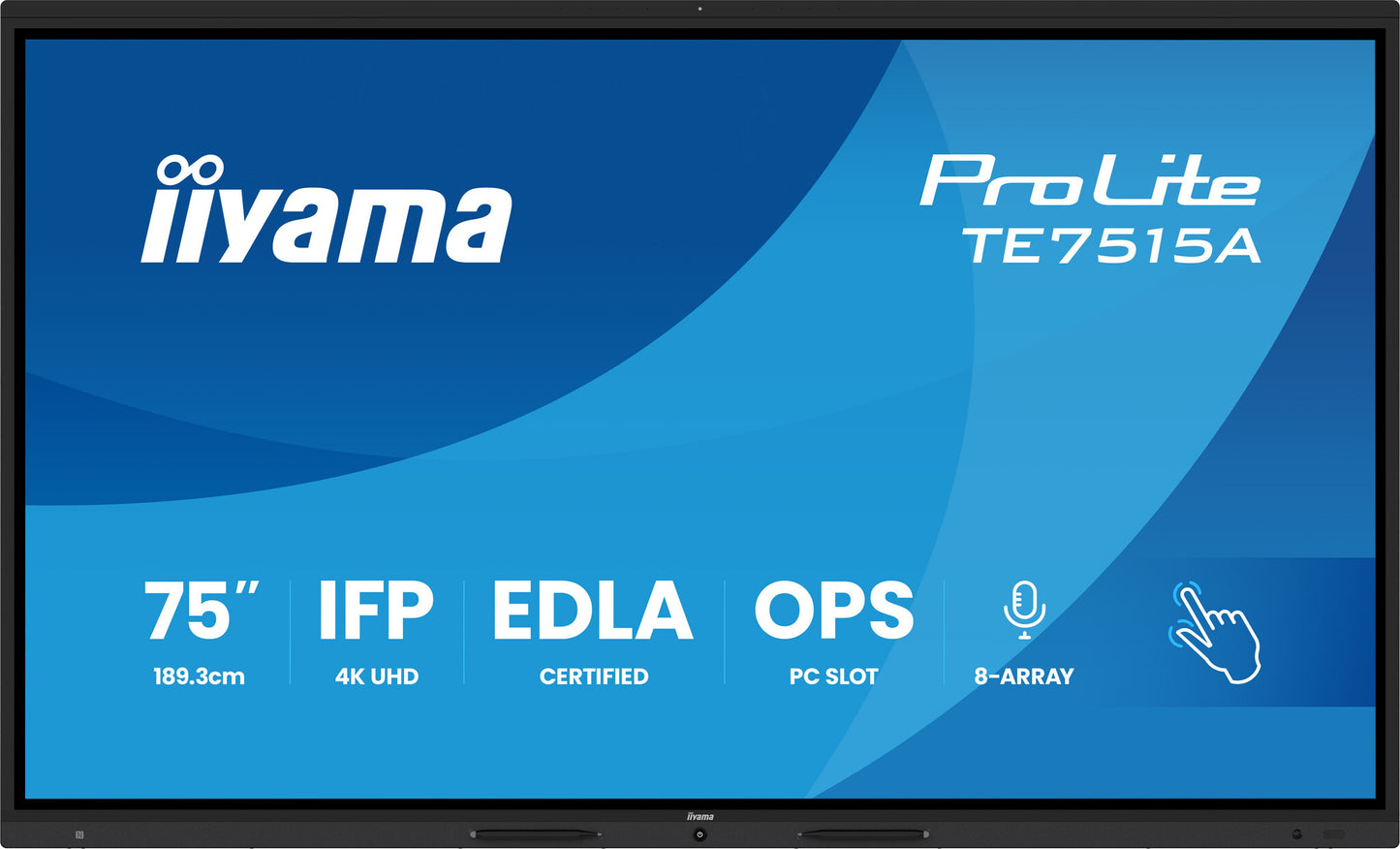 iiyama TE7515A-B2AG Signage Display Kiosk design 190.5 cm (75") Wi-Fi 550 cd/m² 4K Ultra HD Black Touchscreen Built-in processor Android 24/7